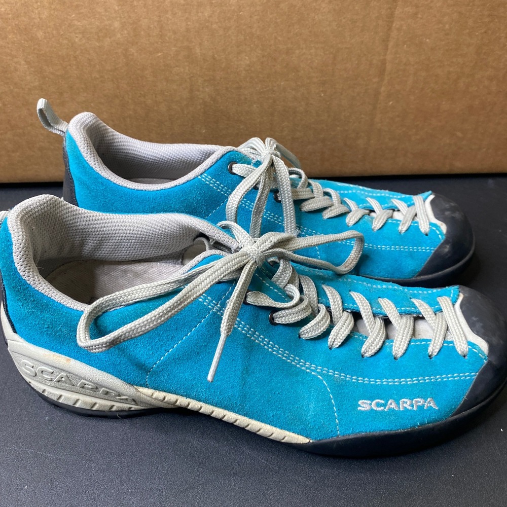 Scarpa Mojito Blue Suede Approach Hiking Shoes Vibram Sole Mens Womens